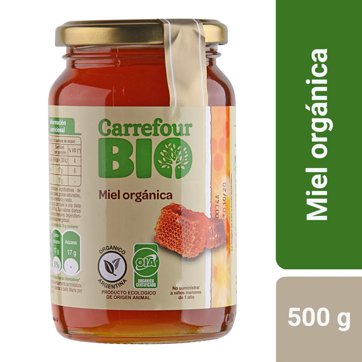 Miel Carrefour Bio orgánica 500 g.