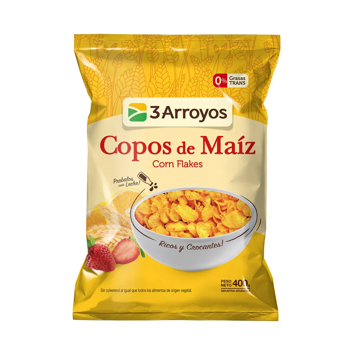 Copos de maíz 3 Arroyos bolsa 400 g.