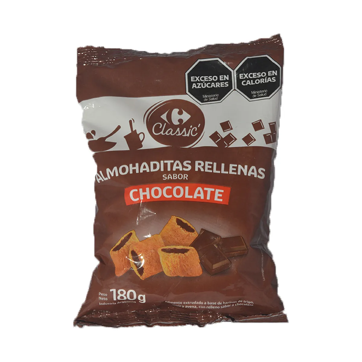 Almohaditas rellenas de chocolate Carrefour Classic 180 grs