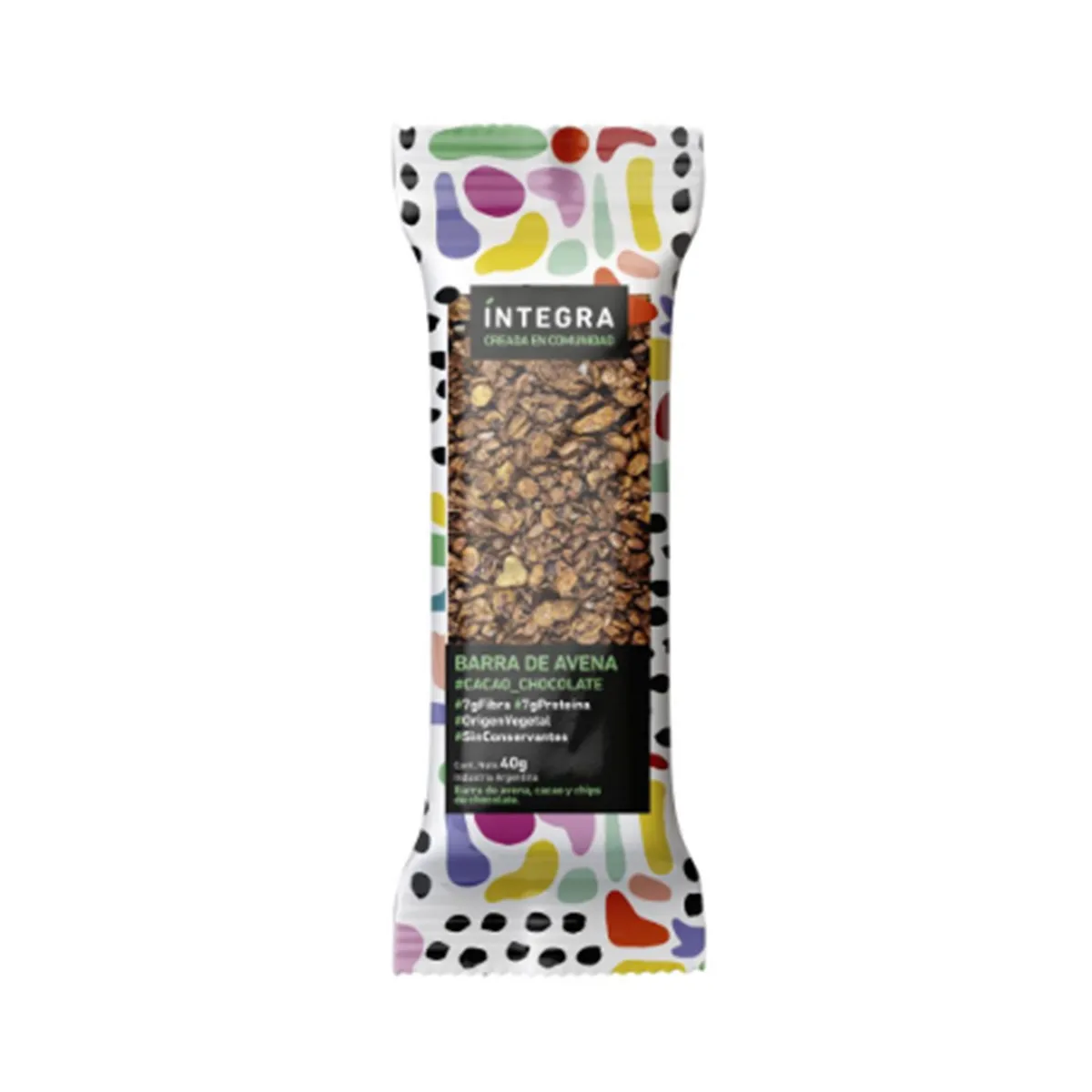 Barra Integra de chocolate y avena 41 g.