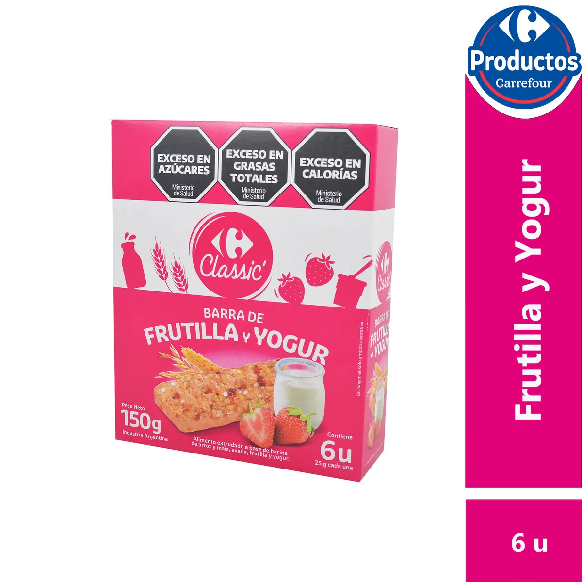 Barrita de cereal Carrefour frutilla 6 u.