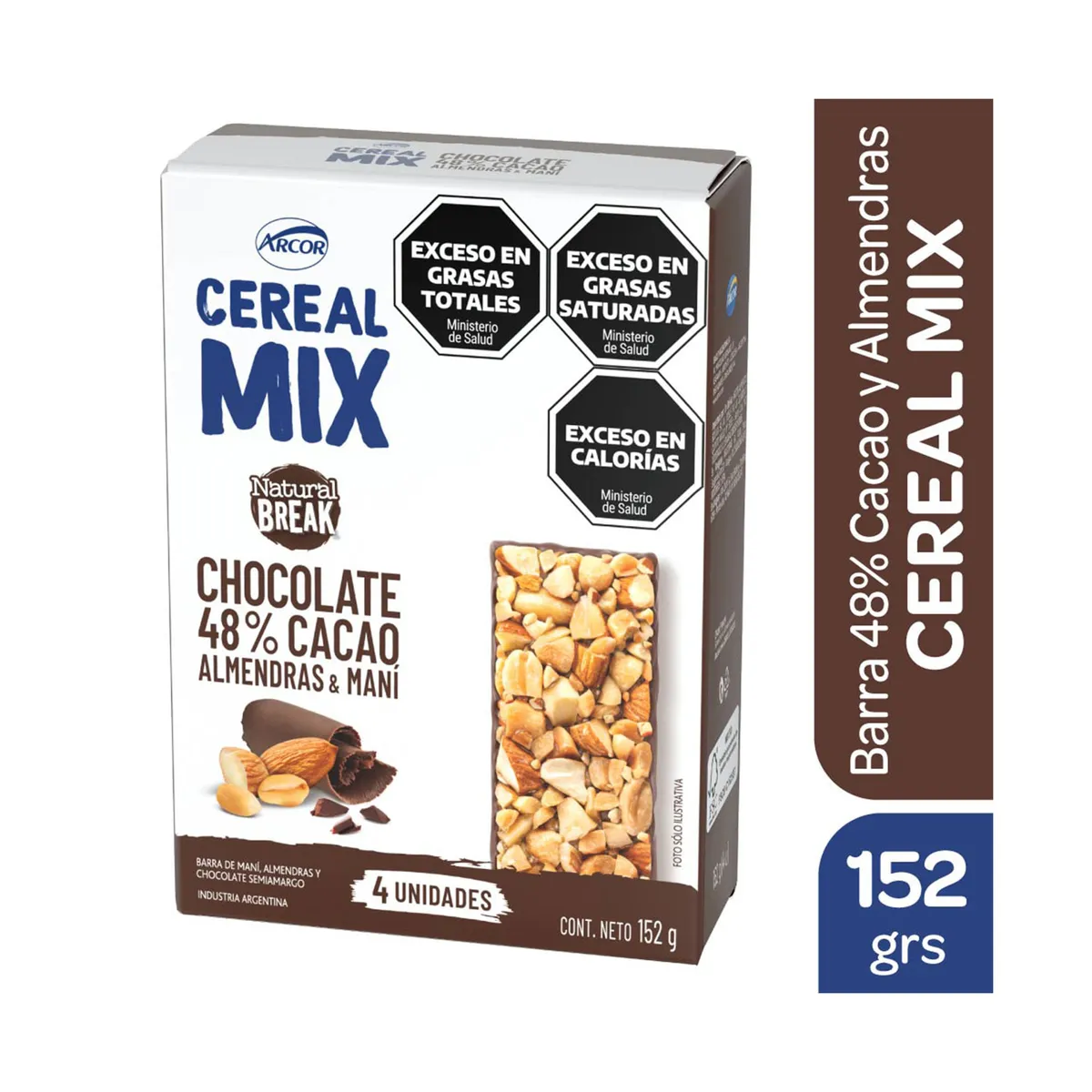Barra de cereal de almendras y choco Cereal Mix x4 38 grs