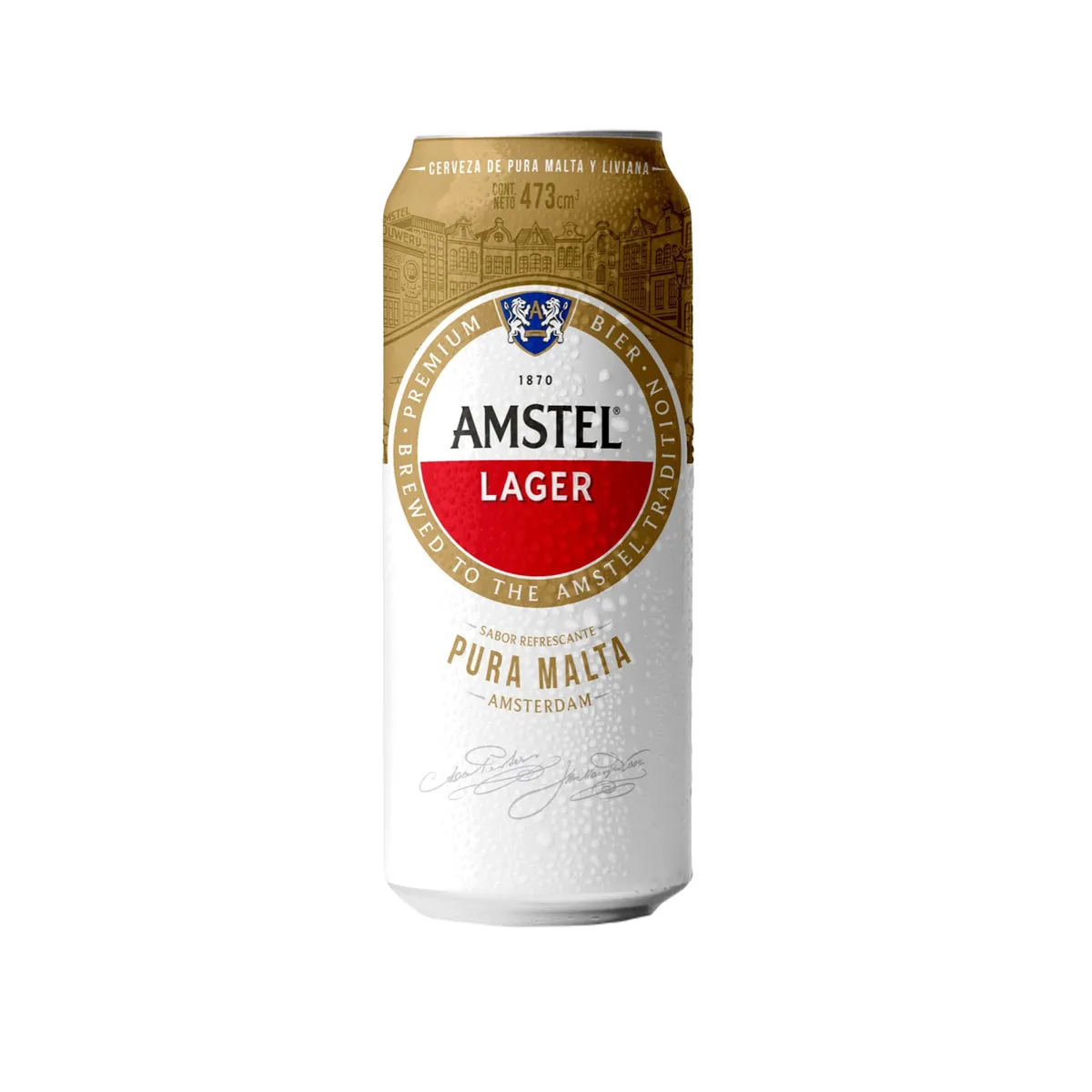 Cerveza blanca Amstel Lager pura malta 473 ml