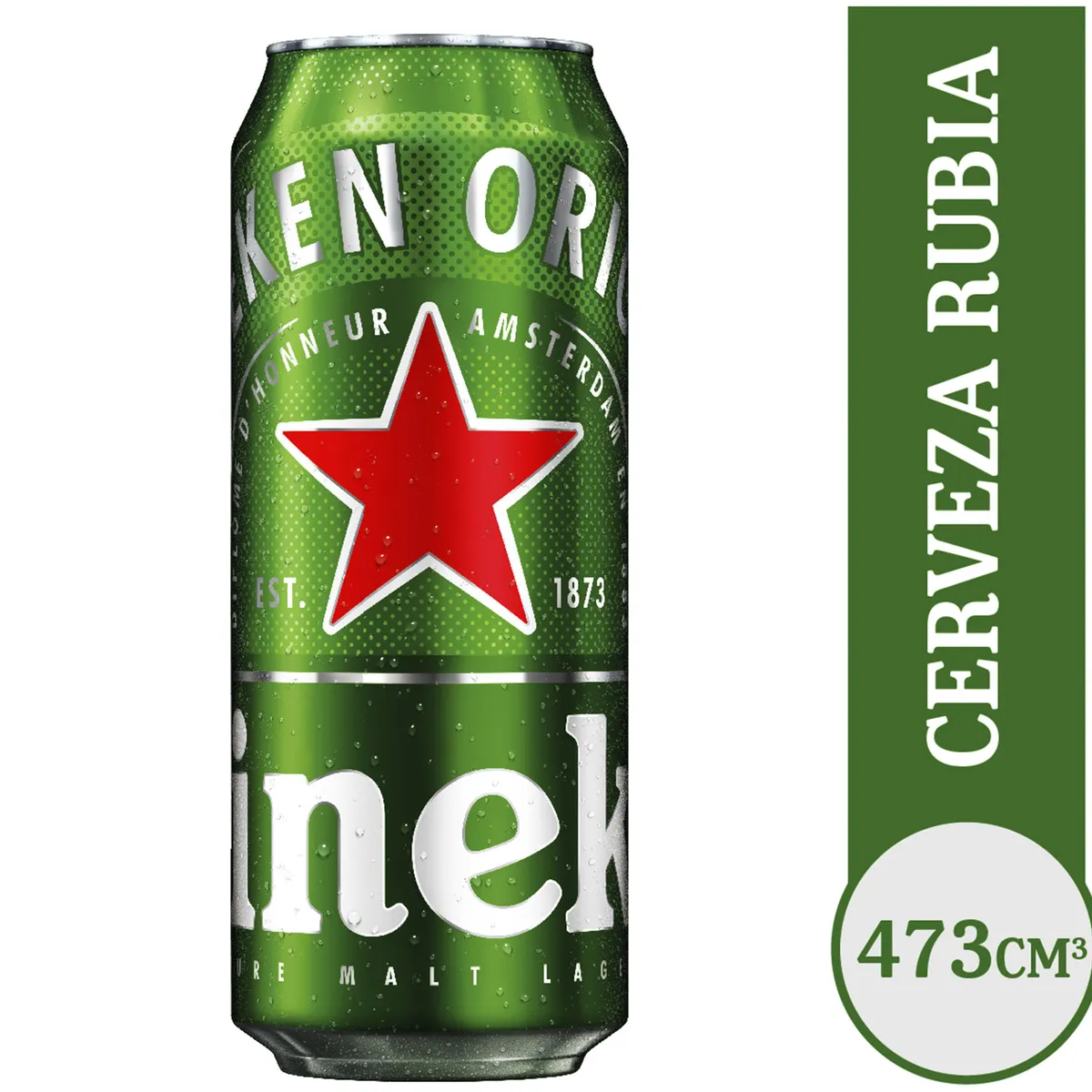 Cerveza rubia Heineken 473 ml