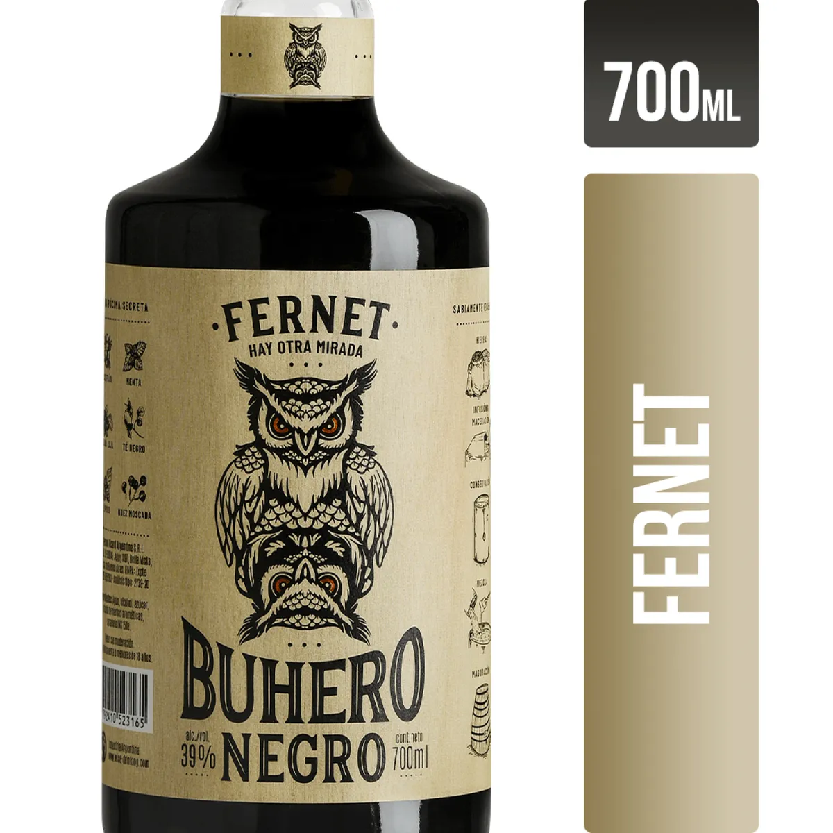 Fernet Buhero negro botella 700 cc.