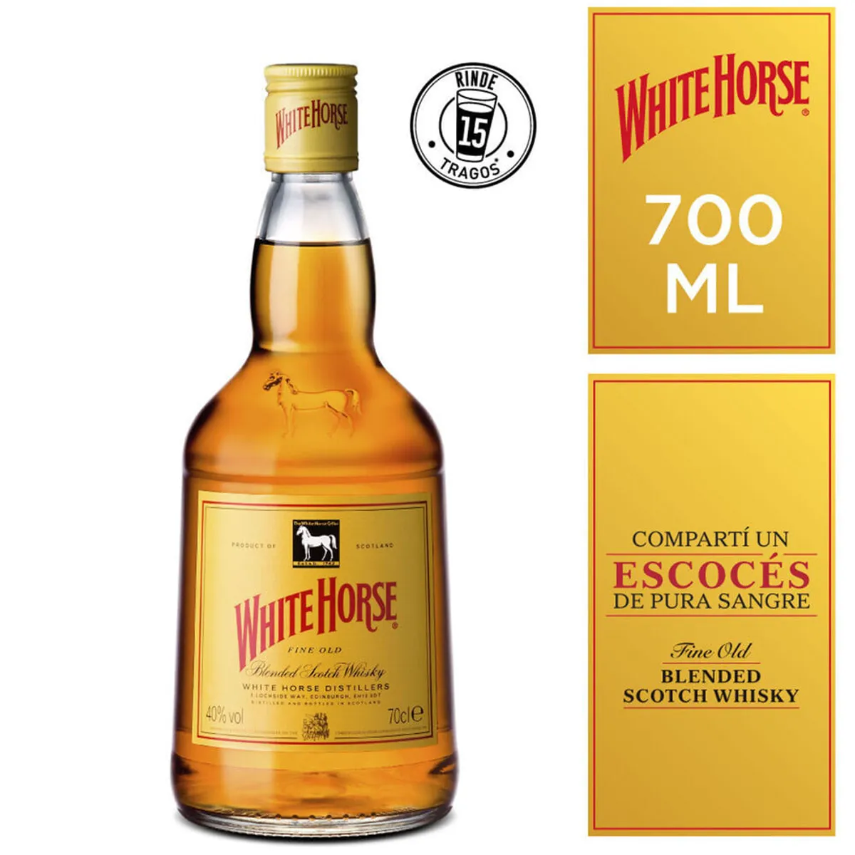 Whisky importado White Horse 750 cc.