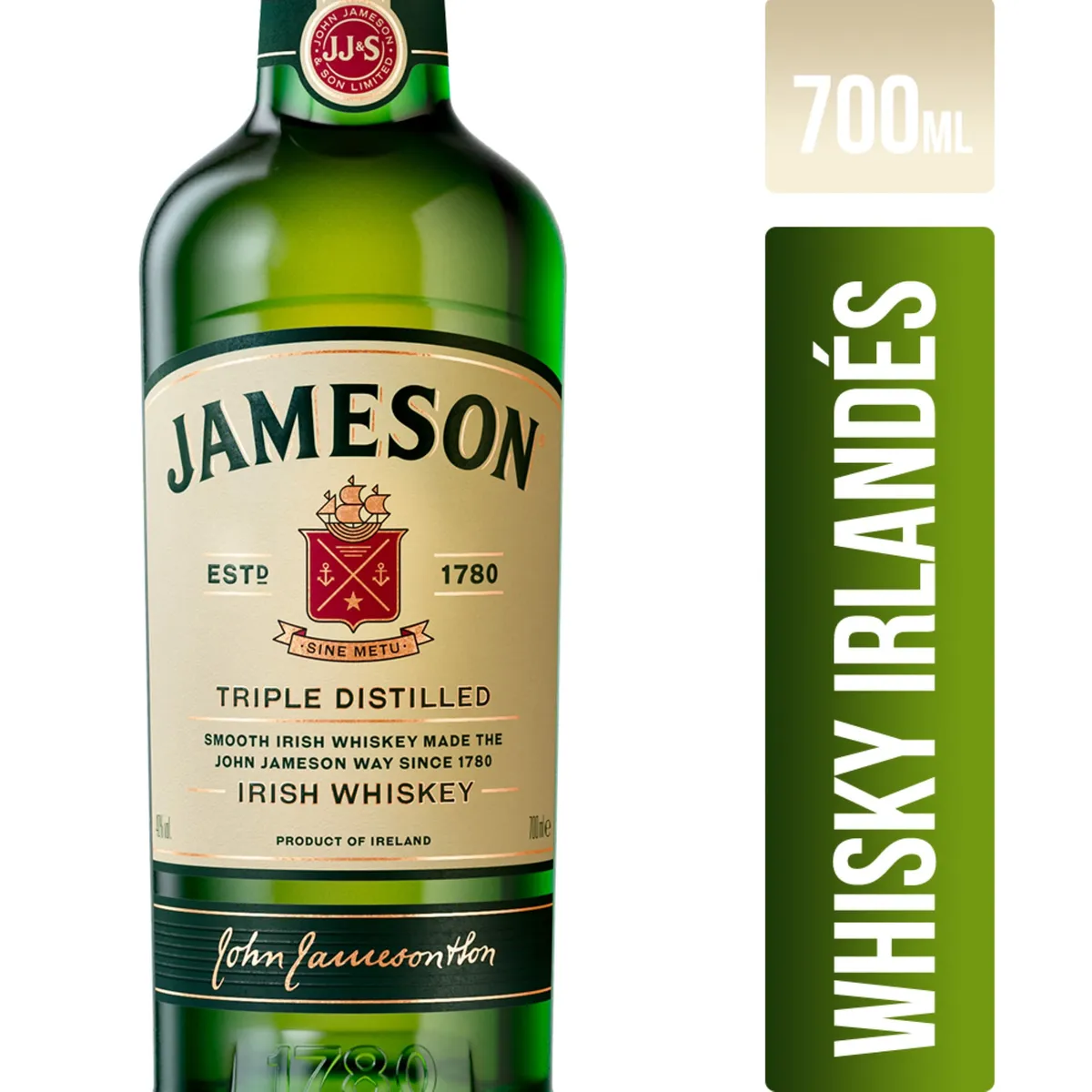 Whisky Jameson importado 6 años botella 700 cc.