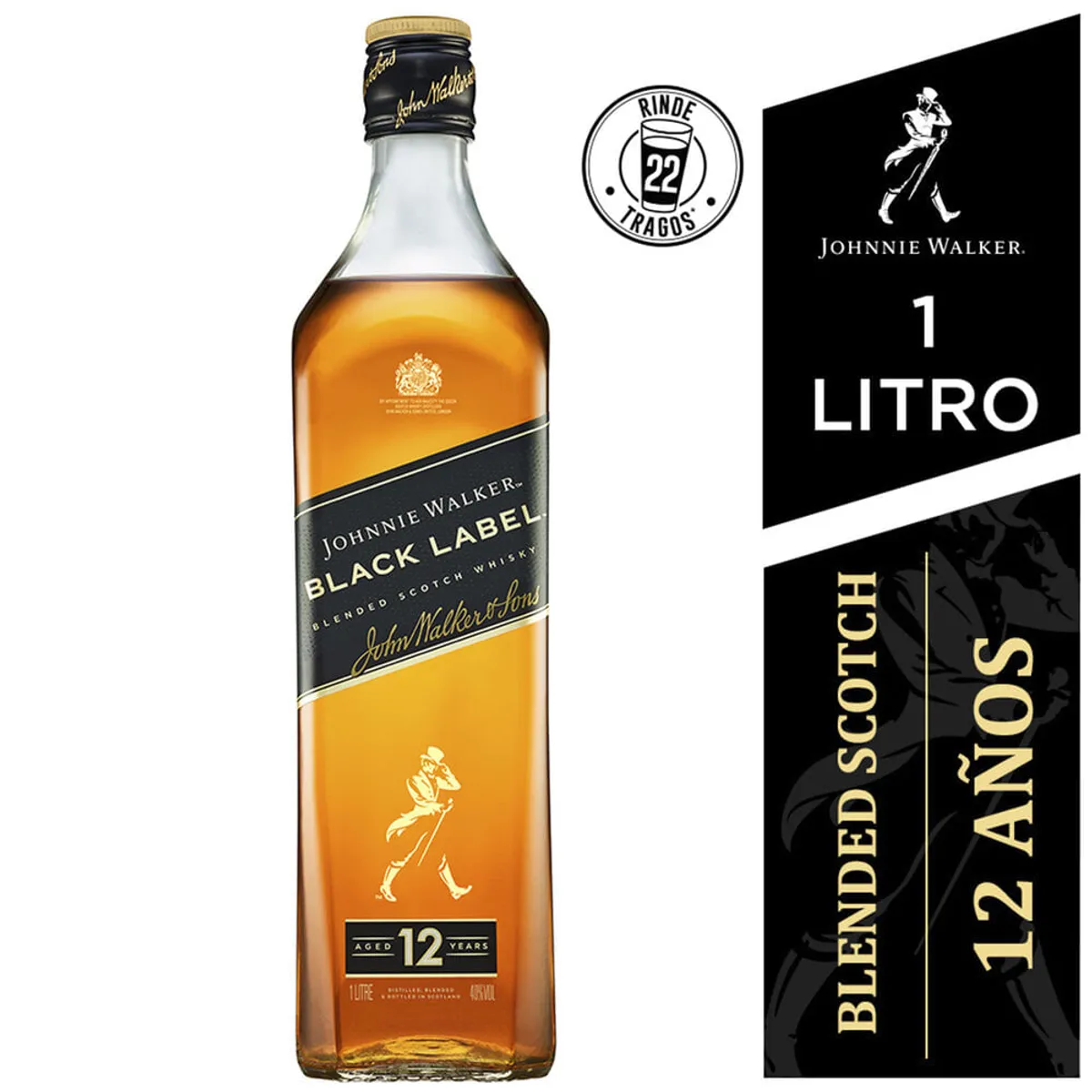 Whisky Johnnie Walker importado black label 1 l.