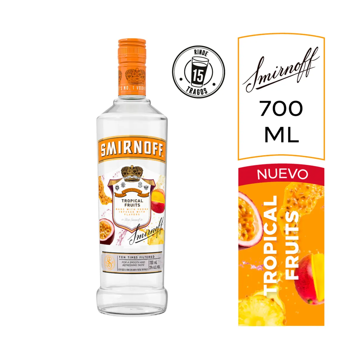 Vodka Smirnoff tropical fruits 700 cc.