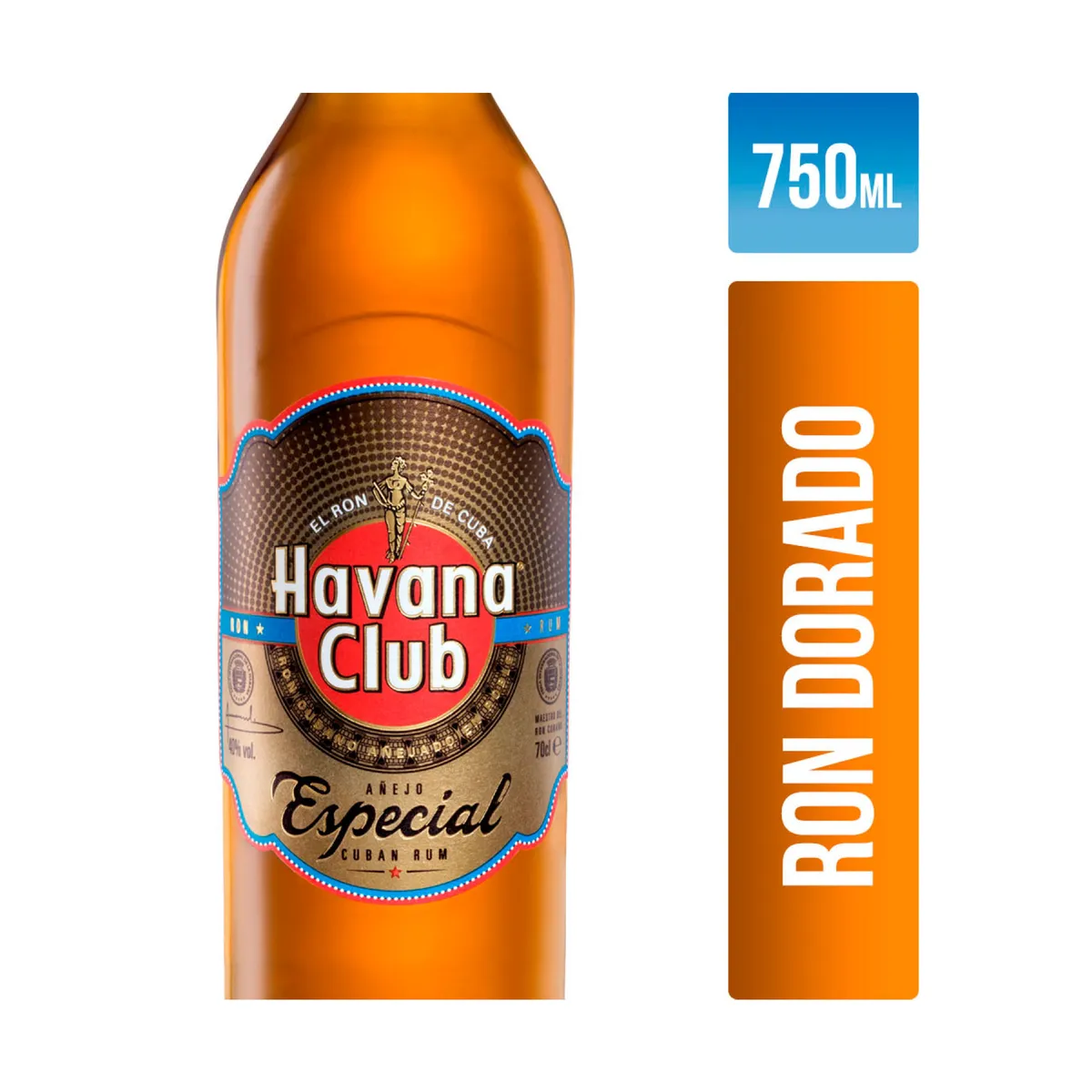 Ron dorado añejo Havana club especial en botella 750 cc.