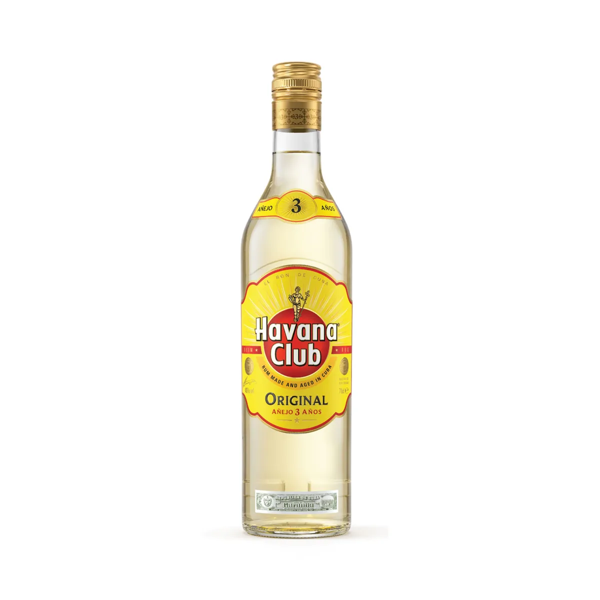 Ron blanco original 3 años Havana Club en botella 750 cc.