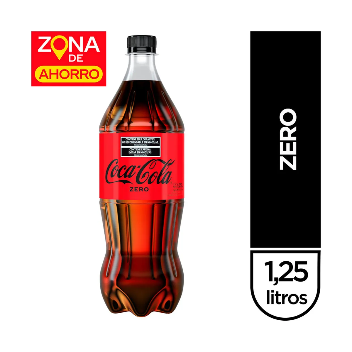 Gaseosa cola Coca Cola Zero 1,25 lts