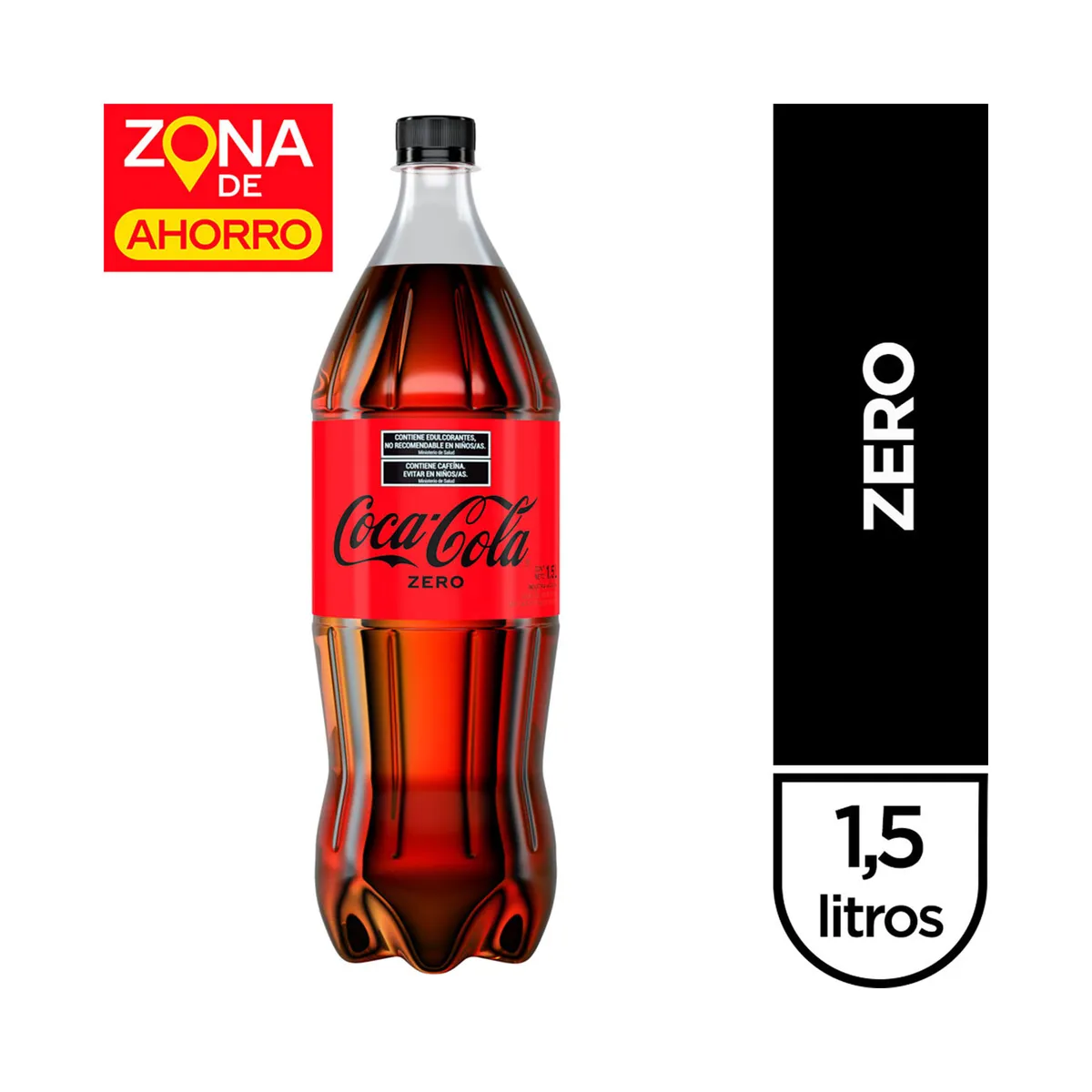 Gaseosa cola Coca Cola zero pet 1,5 lts