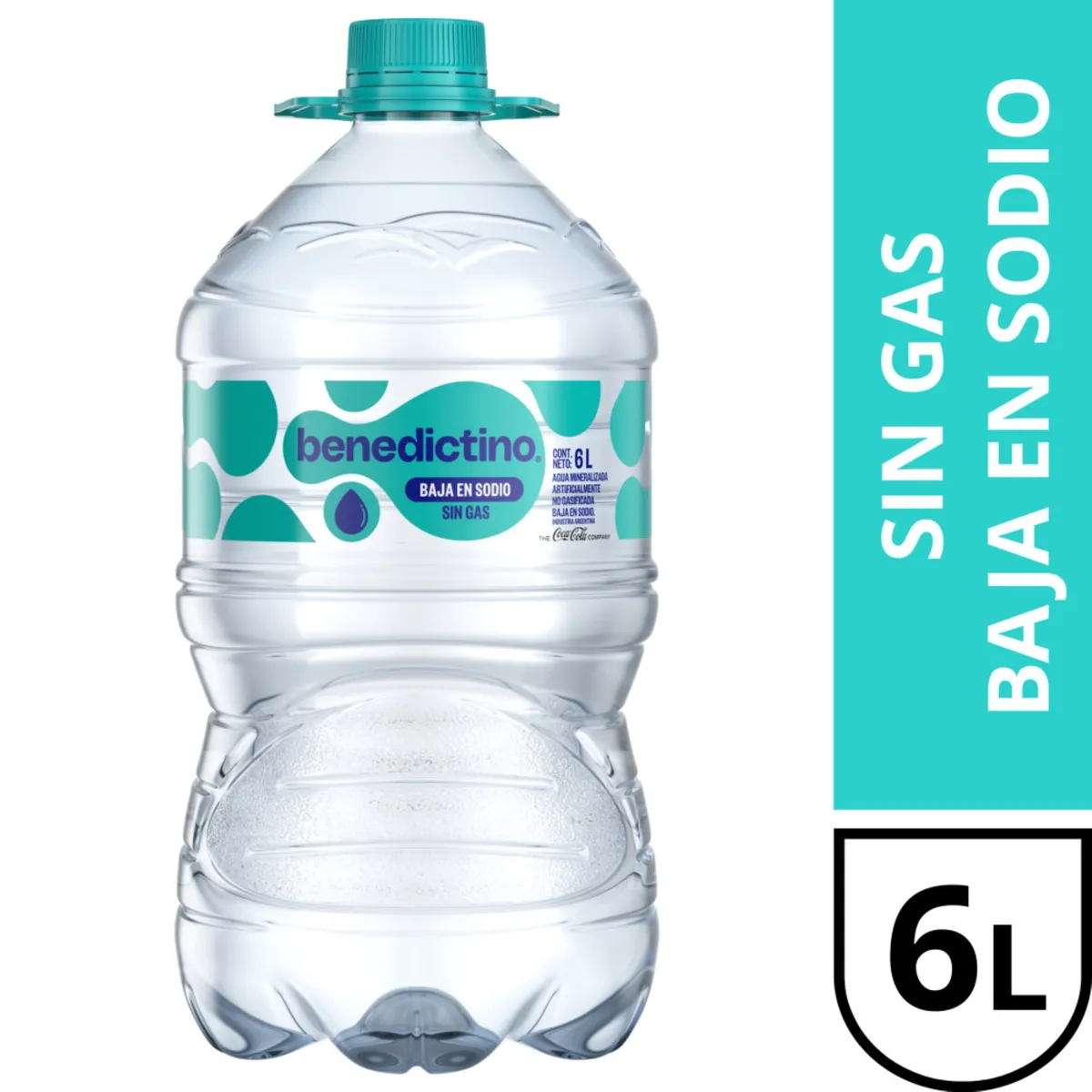 Agua mineralizada bajo sodio sin gas Benedictino 6 lts