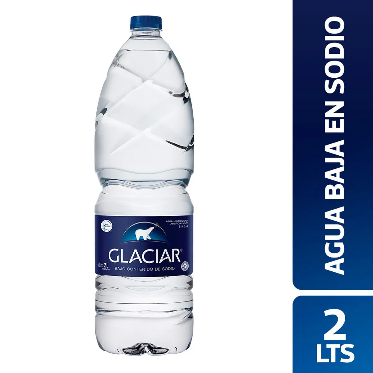 Agua mineralizada sin gas Glaciar bajo sodio 2 lts