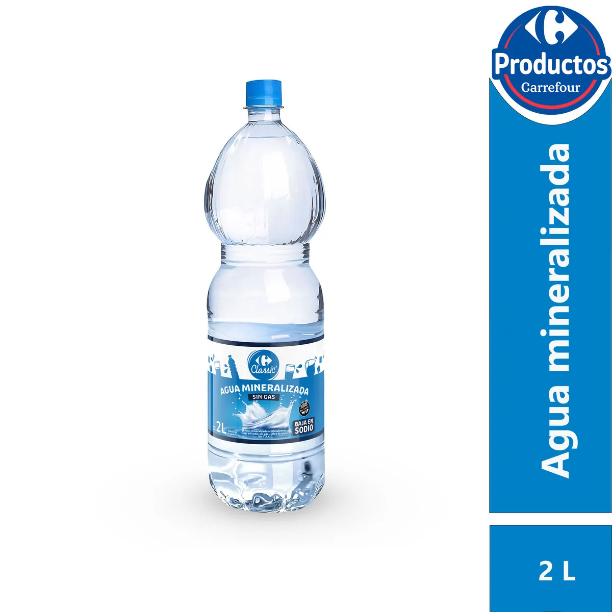 Agua mineral sin gas Carrefour Classic bajo sodio 2 lts