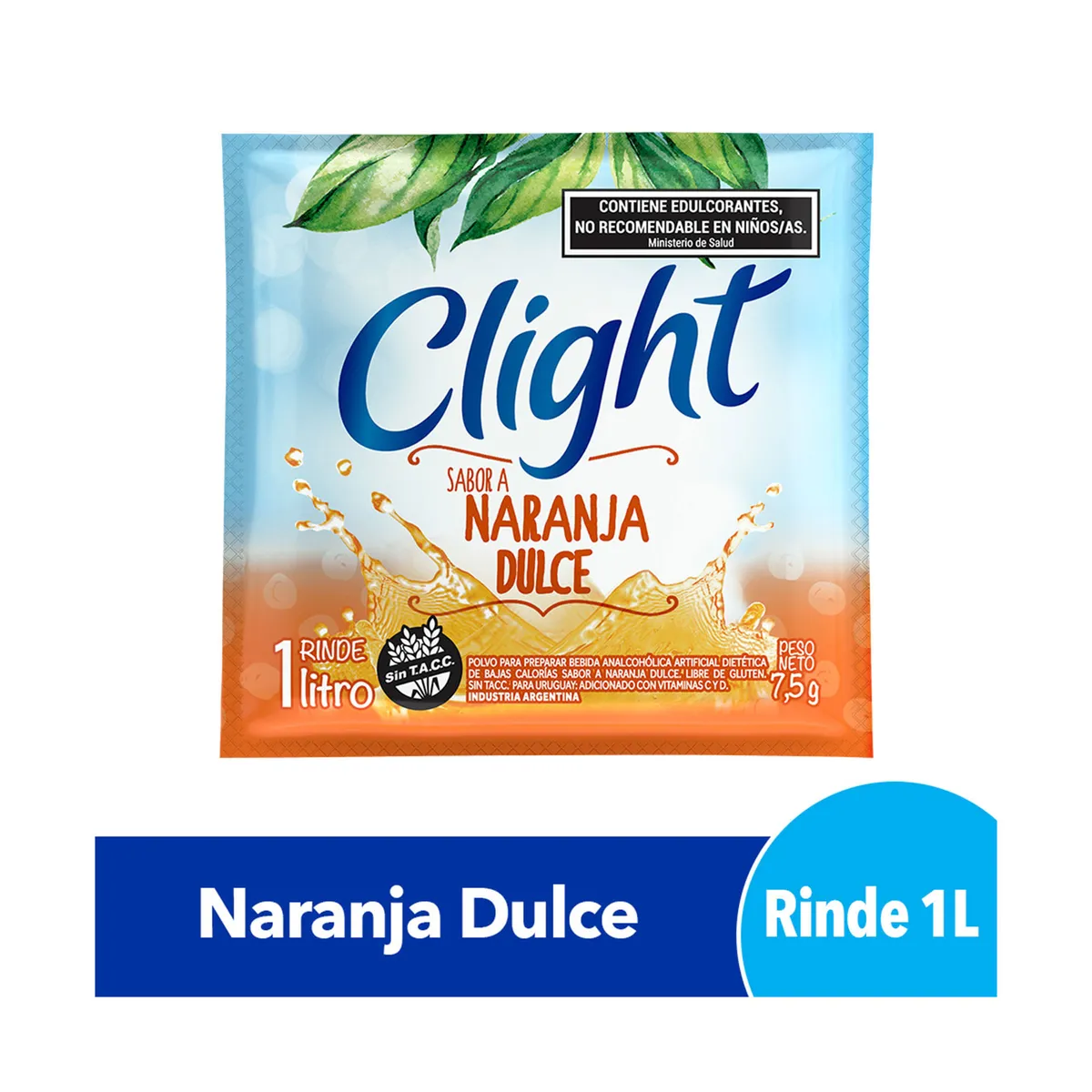 Jugo en polvo Clight naranja dulce 7.5 g.