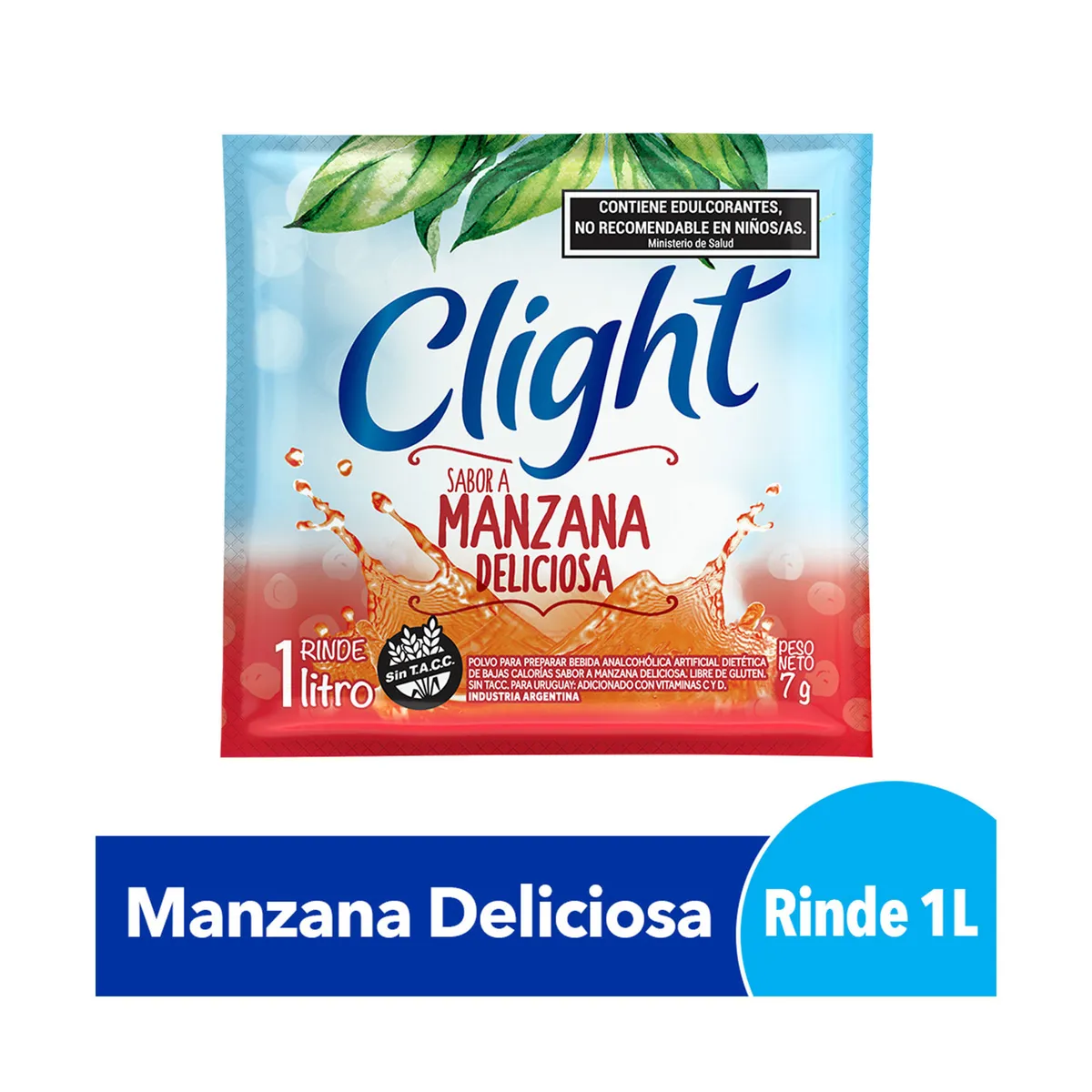 Jugo en polvo Clight manzana deliciosa 7 g.