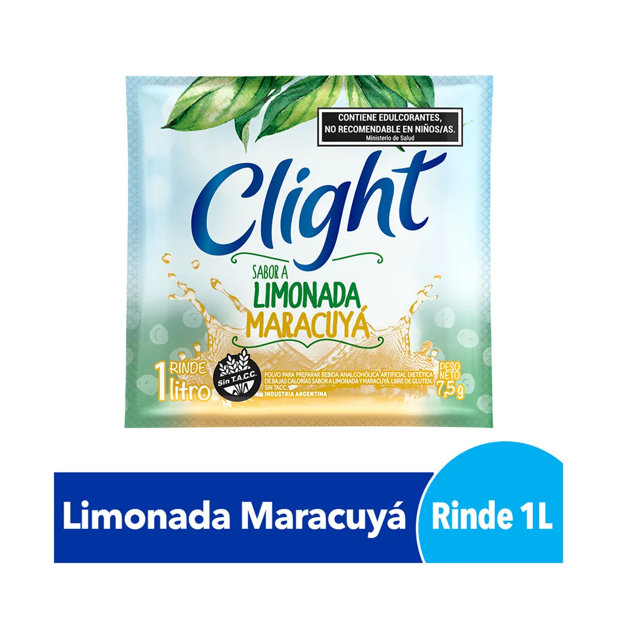 Jugo en polvo Clight limonada maracuyá 7,5 g.