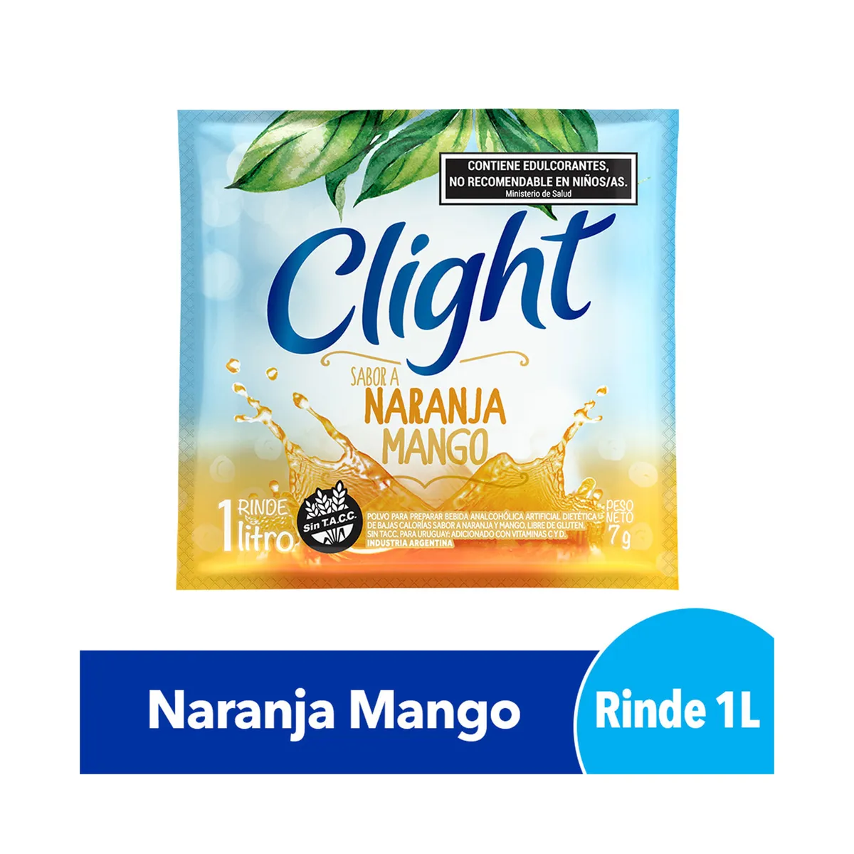 Jugo en polvo Clight naranja mango 7g.