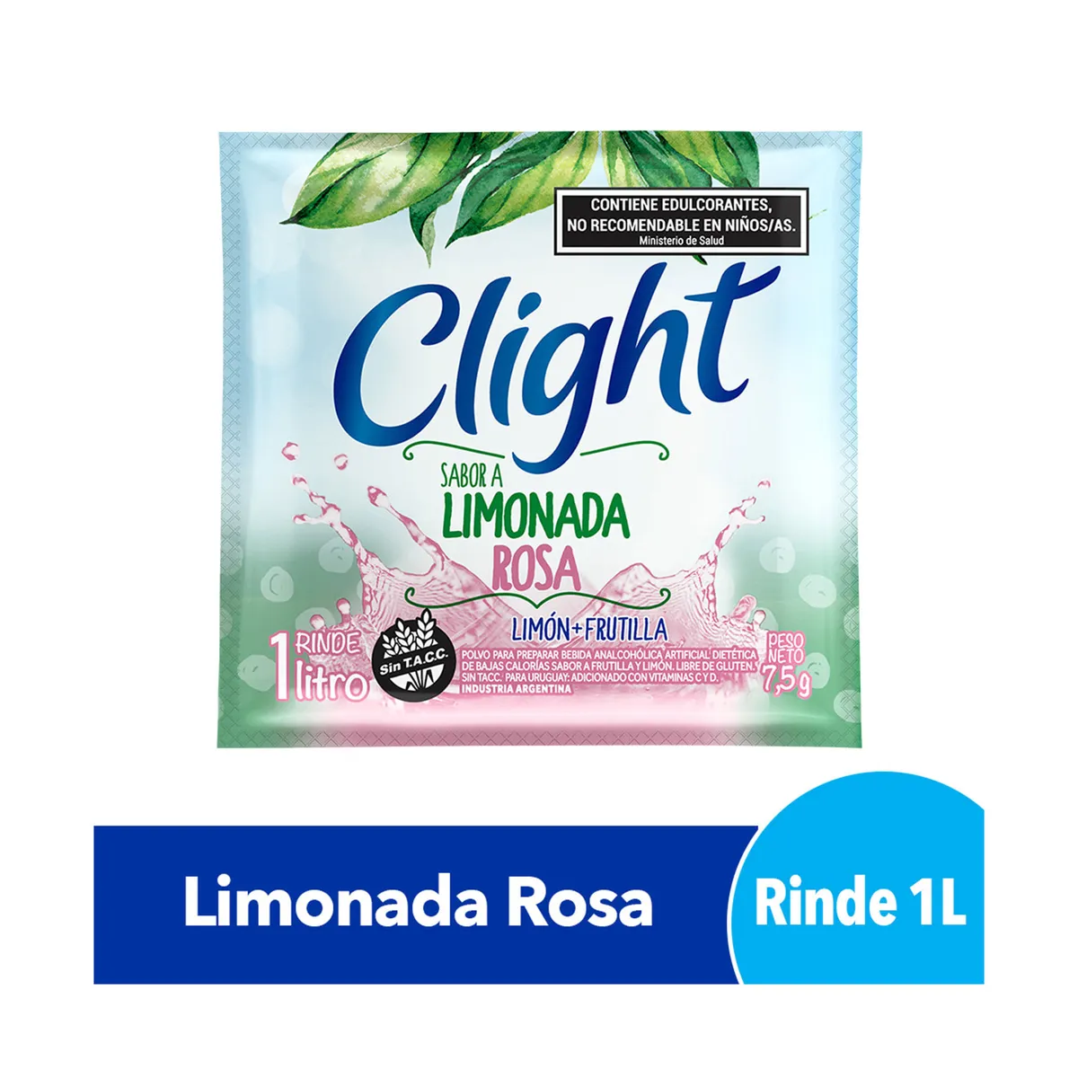 Jugo en polvo Clight limonada rosa 8 g.