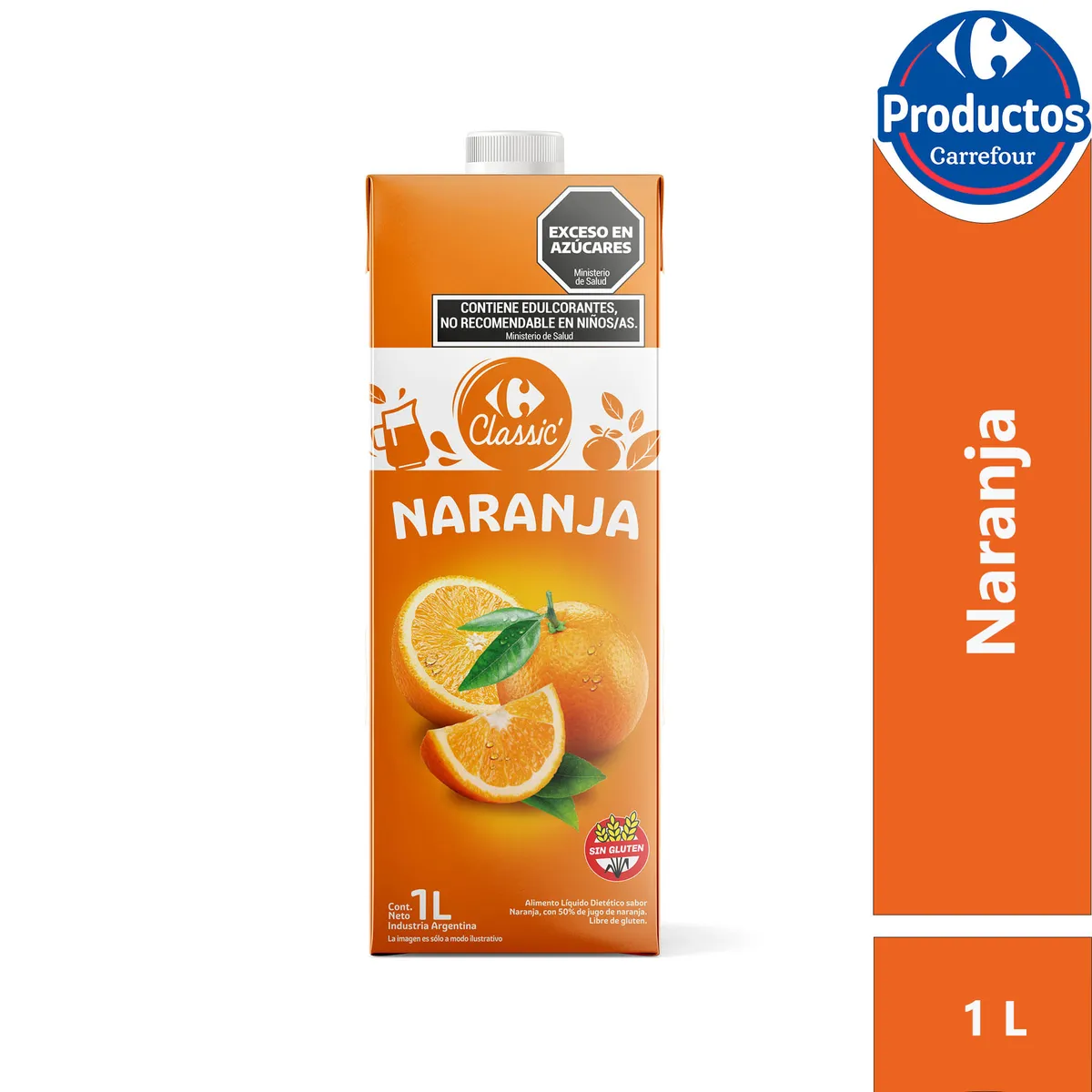 Jugo de naranja Carrefour Classic tetra 1 lt.
