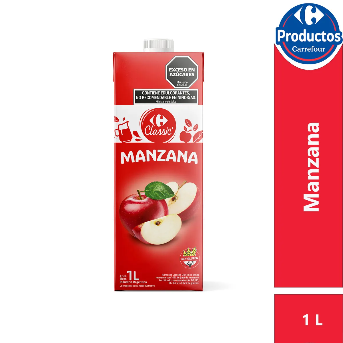 Jugo de manzana Carrefour Classic tetra 1 lt.