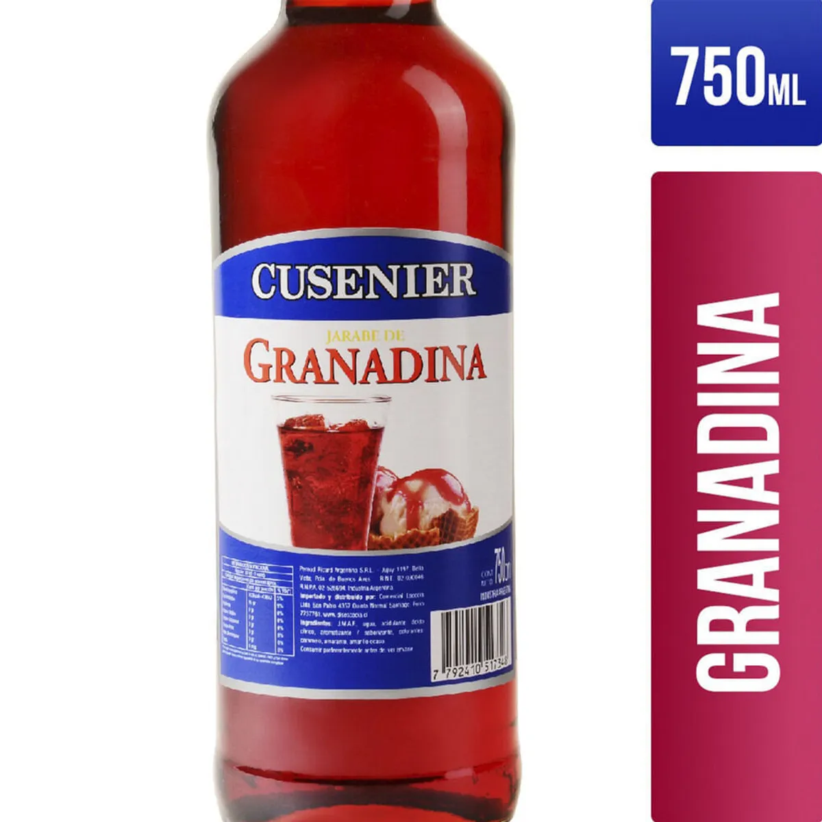 Jugo concentrado granadina Cusenier 750 g.