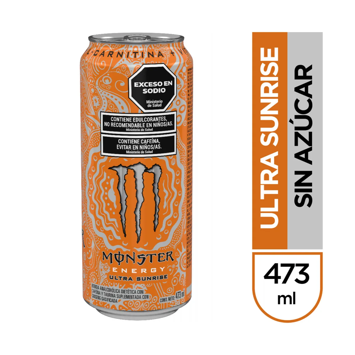 Bebida energizante sin azúcar Monster sunrise en lata 473 ml