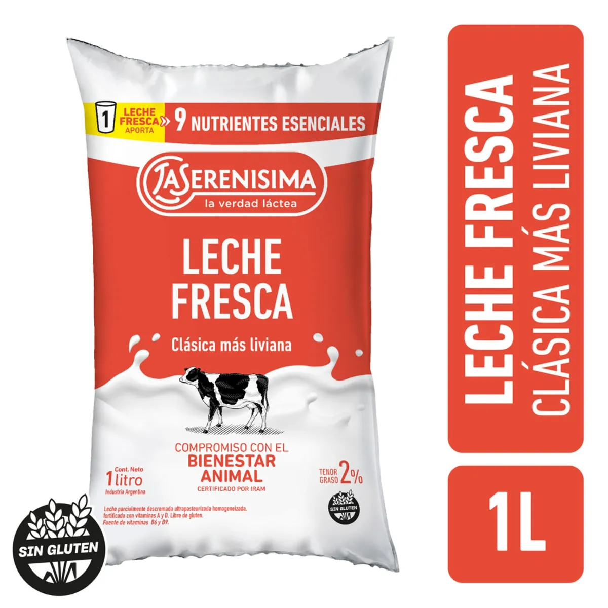 Leche La Serenísima ultra parc descremada multivit 2% sachet 1 lt