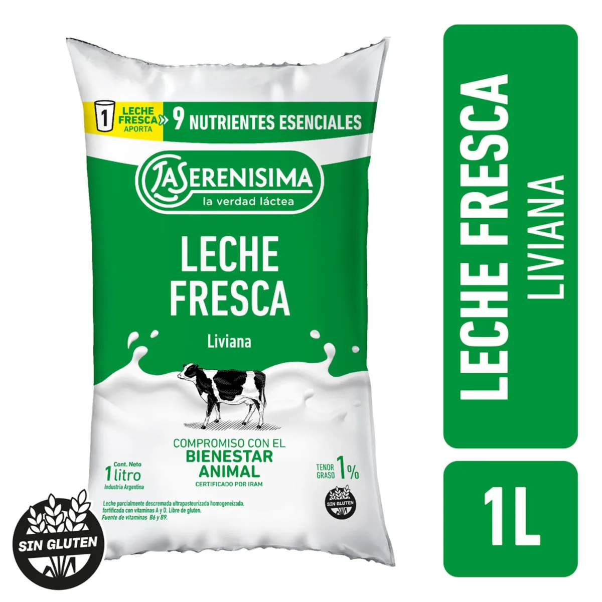 Leche La Serenísima ultra parc descremada multivit 1% sachet 1 lt