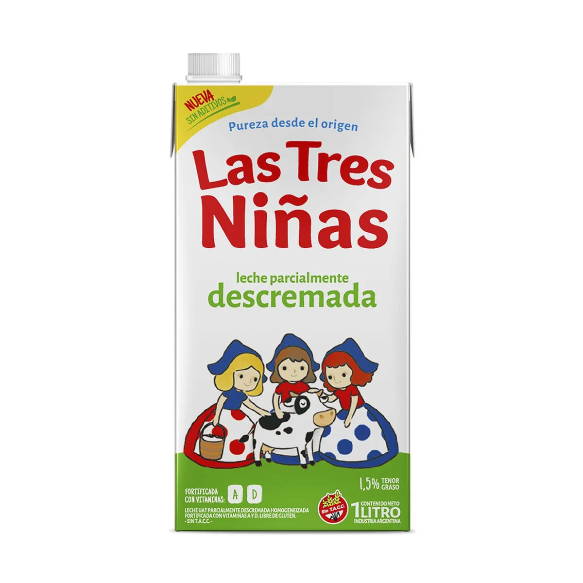 Leche descremada larga vida Las tres niñas 1 l.