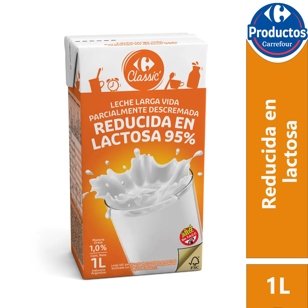 Leche reducida en lactosa UAT Carrefour classic 1 lt.