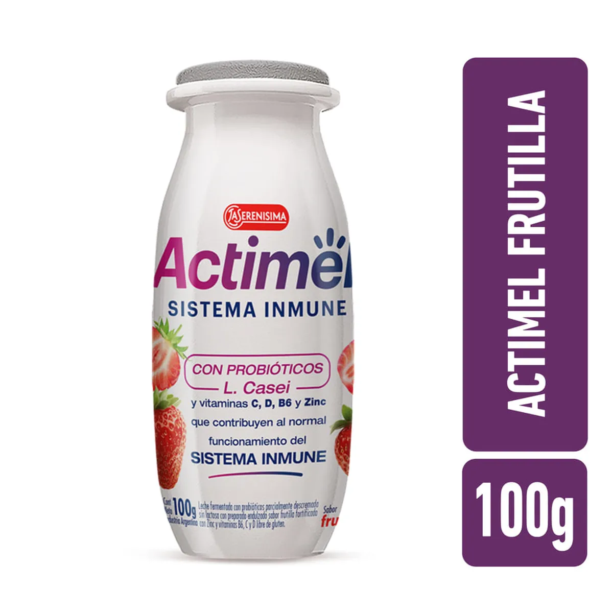 Leche fermentada Actimel sabor frutilla 100 cc.