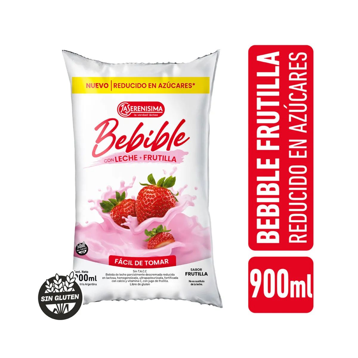 Bebida lactea La serenísima frutilla sachet 900 cc.
