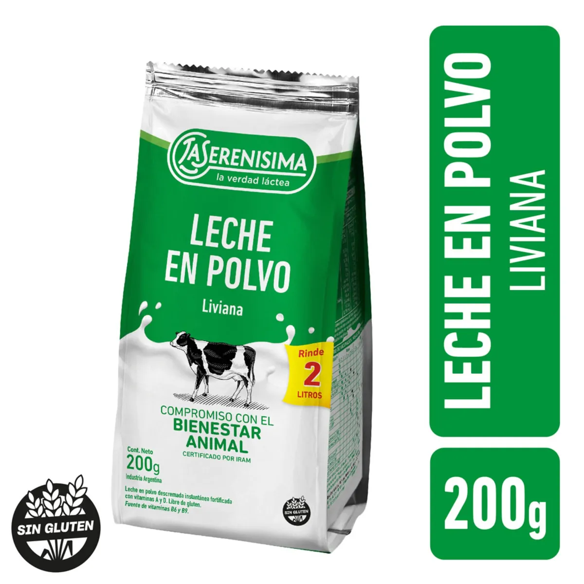 Leche en polvo descremada fortificada La Serenísima 200 g.