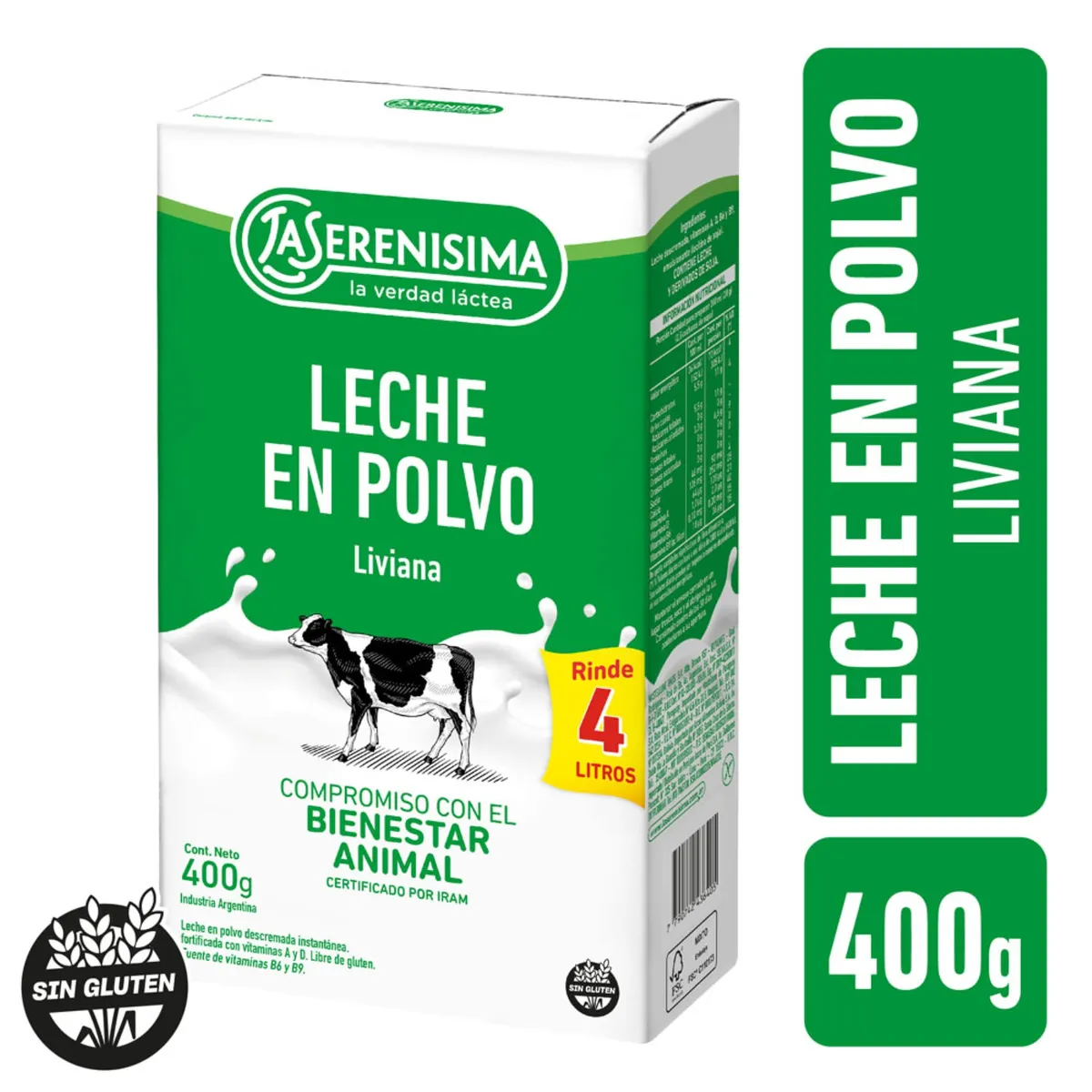 Leche en polvo La serenísima descremada 400 g.