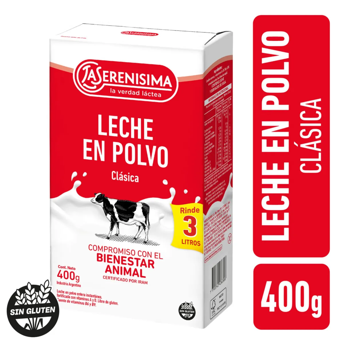 Leche en polvo La serenísima entera 400 g.