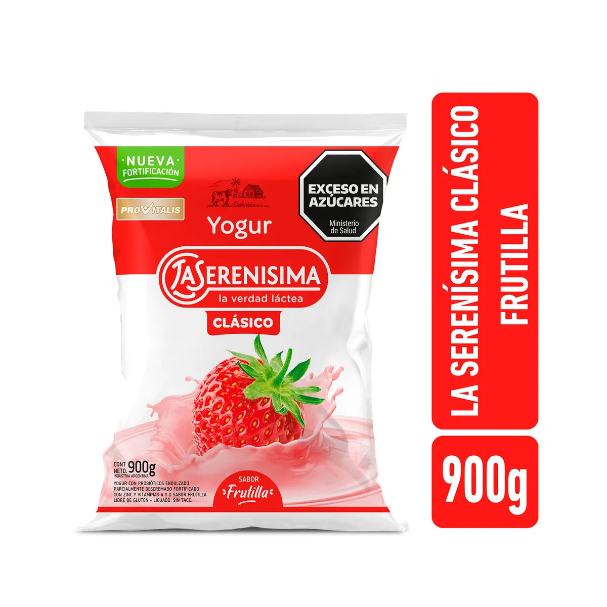 Yogur bebible frutilla La SerenÍsima clásico 900 g.