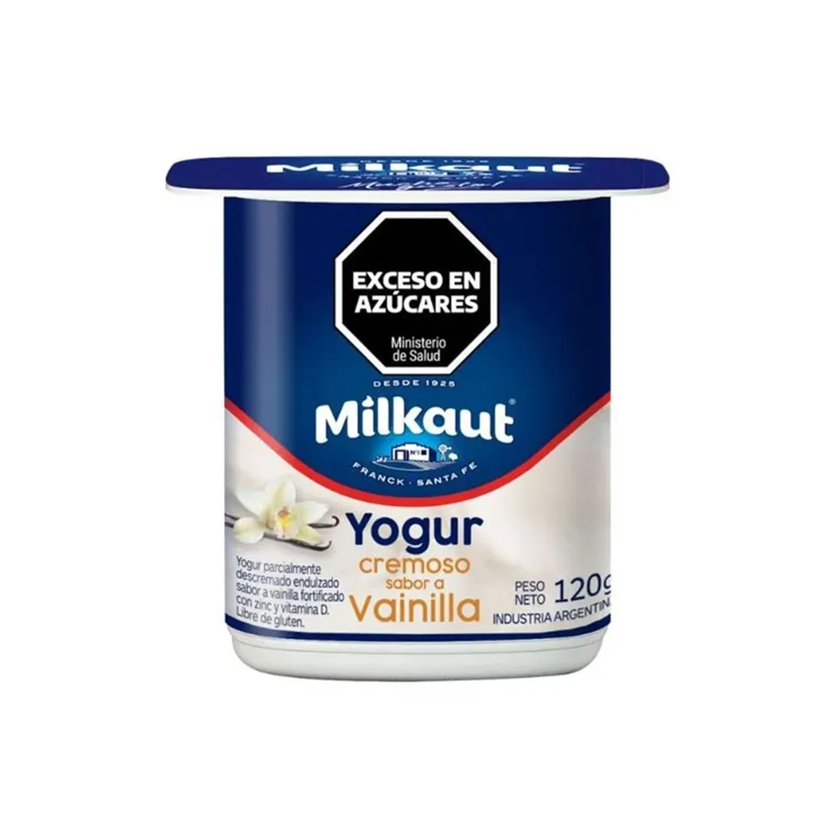 Yogur cremoso entero de vainilla Milkaut en pote 120 g.
