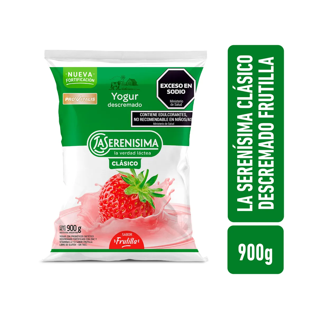 Yogur bebible descremado frutilla La Serenísima clásico 900 g.