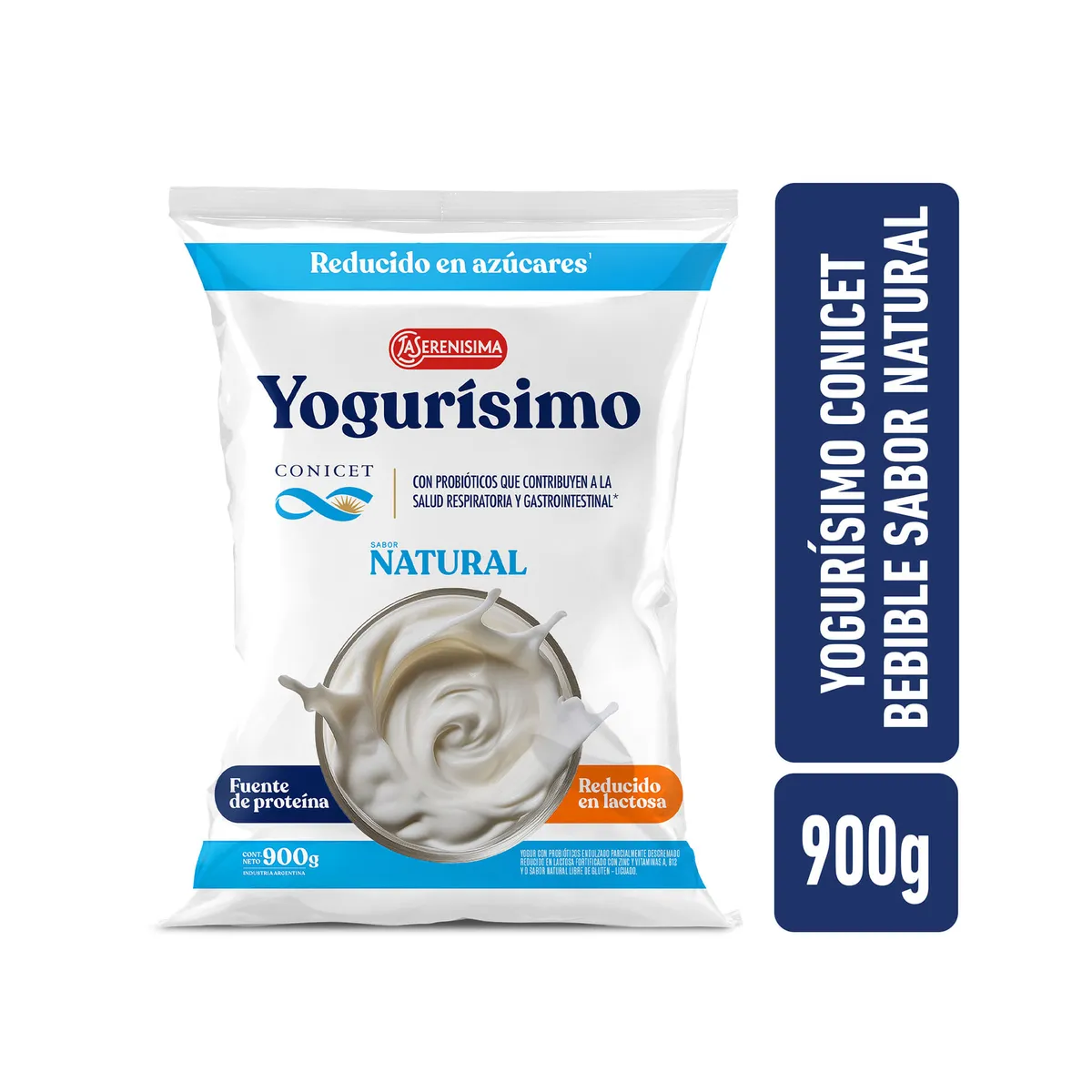 Yogur bebible natural sin endulzar Conicet Yogurisimo 900 grs
