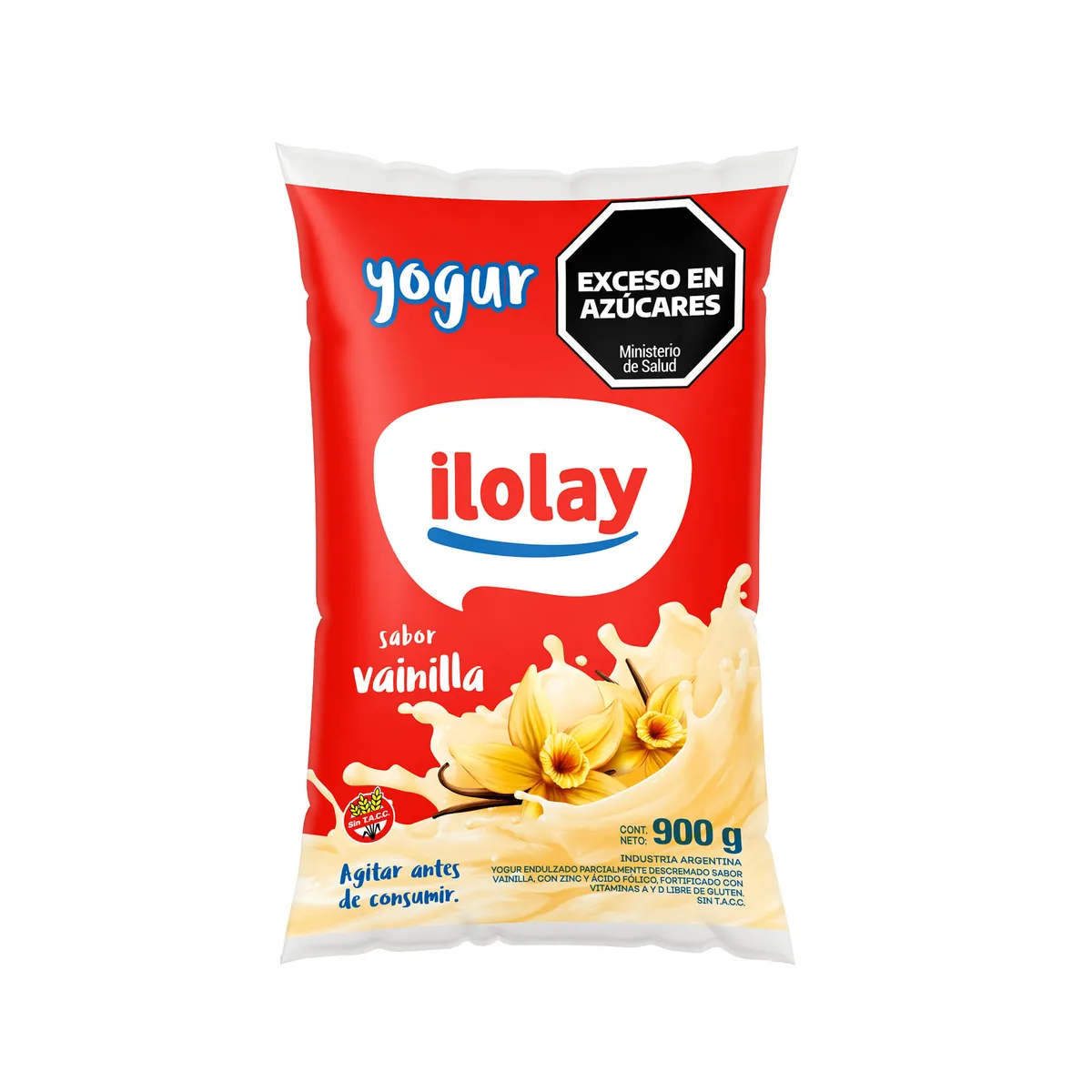 Yogur bebible parcialmente descremado de vainilla Ilolay en sachet 900 g.
