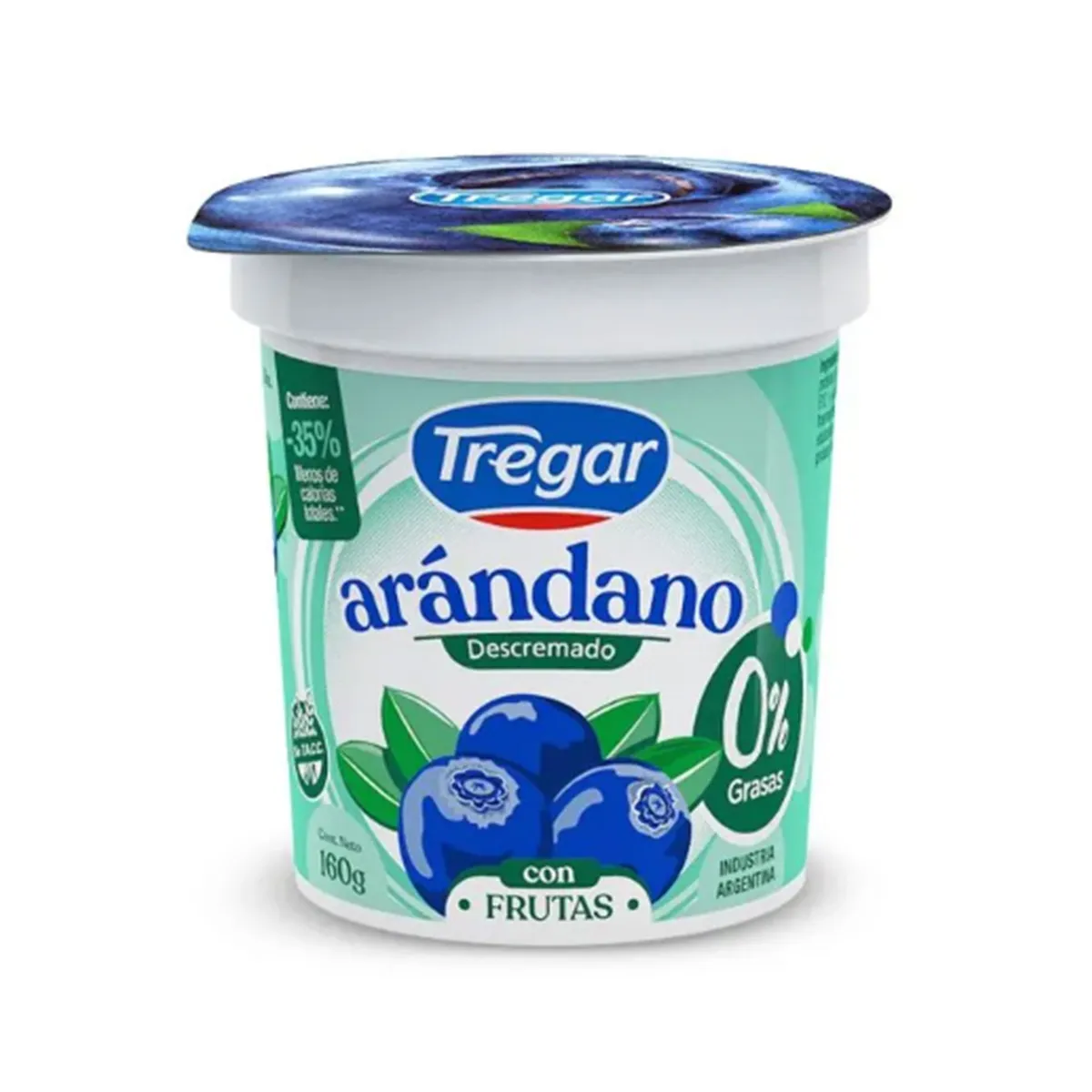 Yogur descremado Tregar de arándanos en pote 160 g.