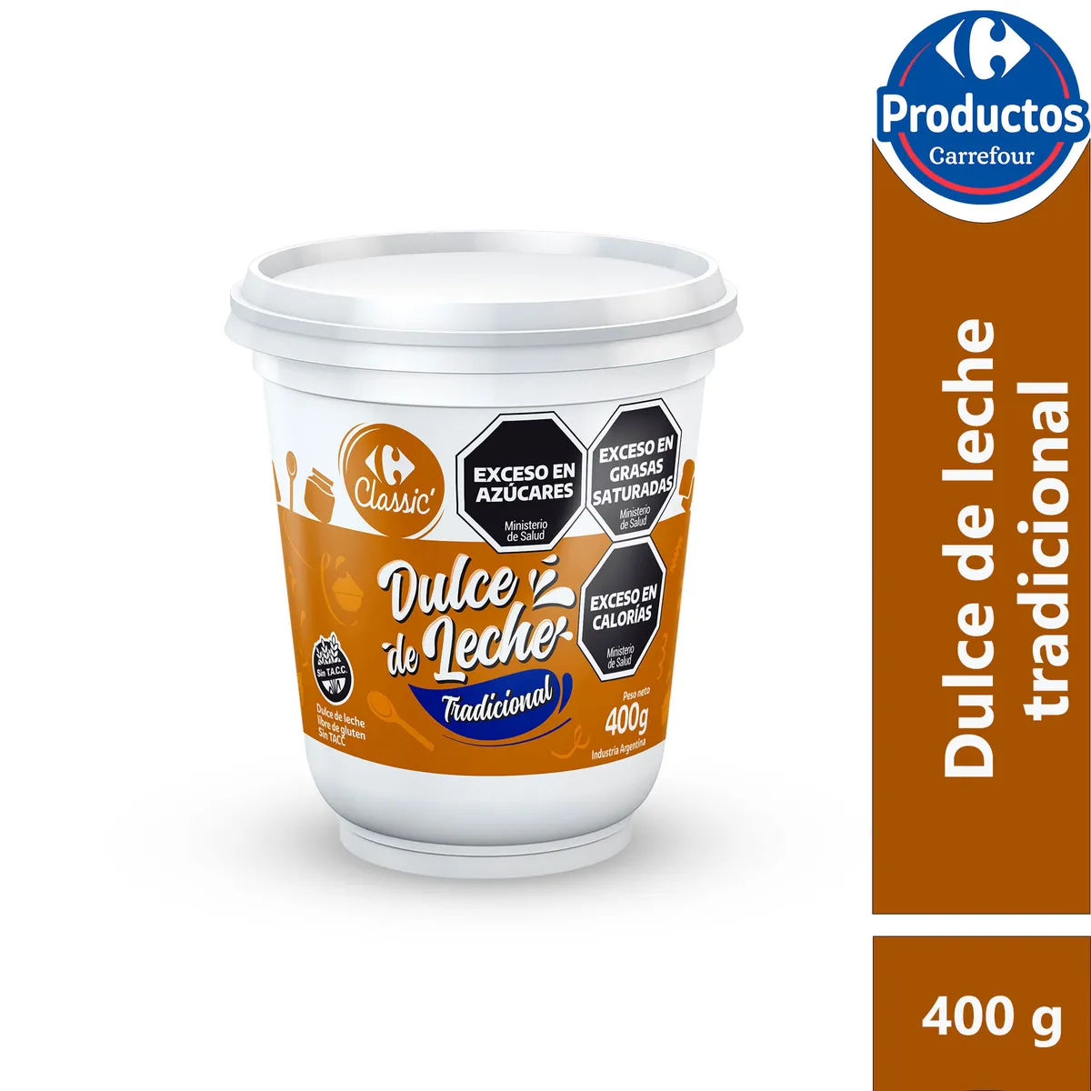 Dulce de leche familiar Carrefour classic en pote 400 g.