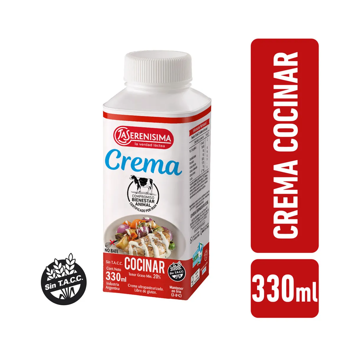 Crema La serenisima para cocinar 330 cc.