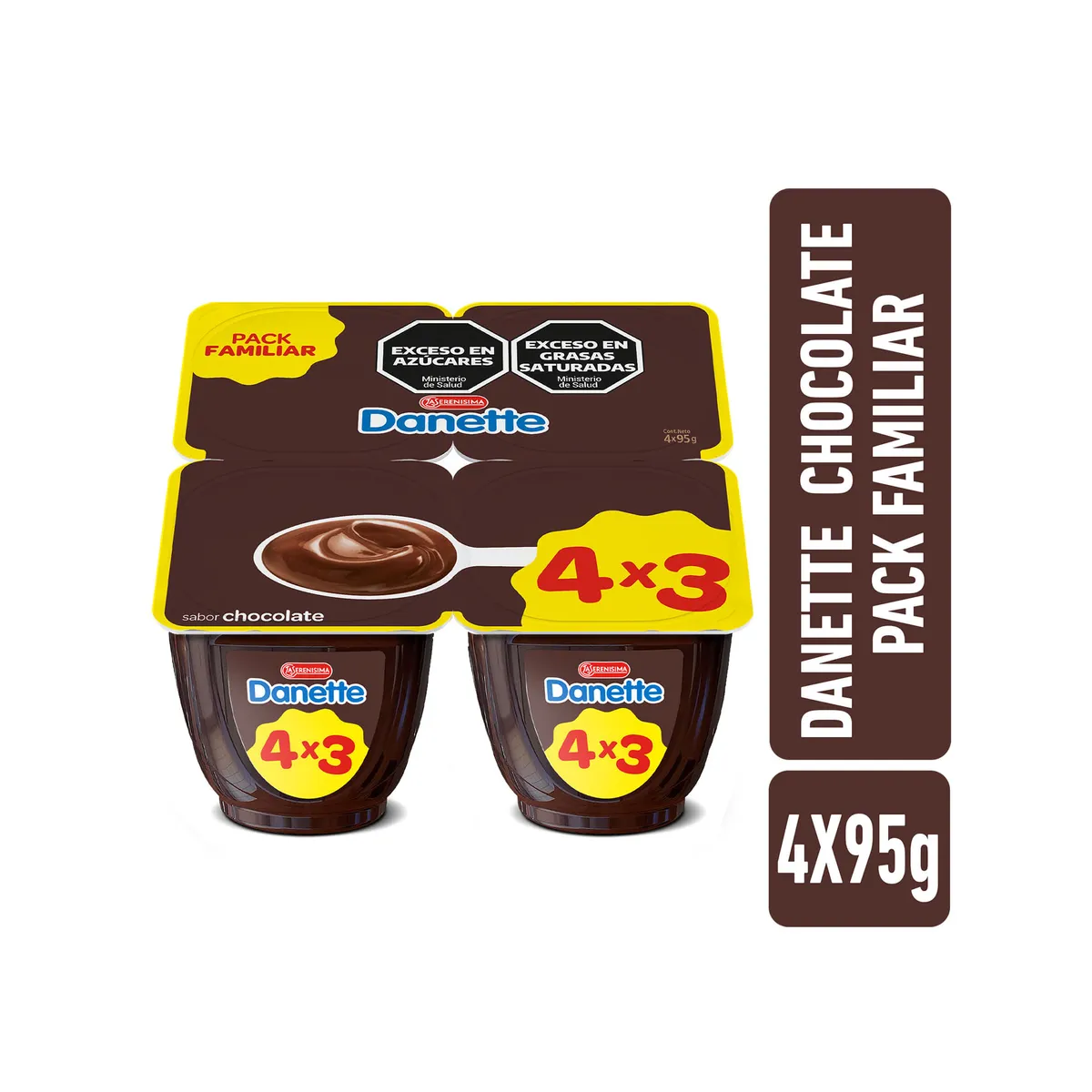 Postre de chocolate Danette pack x4 95 g.