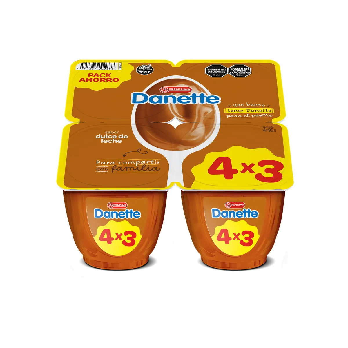 Postre dulce de leche Danette pack x4 95 grs