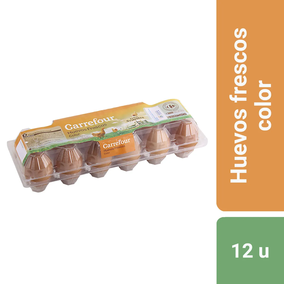 Huevo color Carrefour plástico x 12 uni