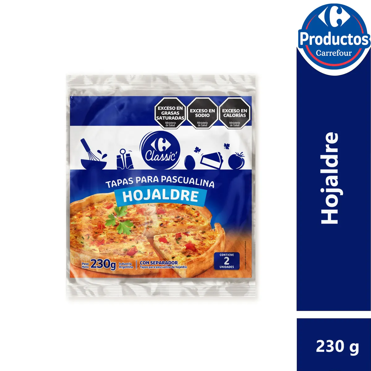 Tapas para pascualina mediana Carrefour Classic hojaldre 230 g.